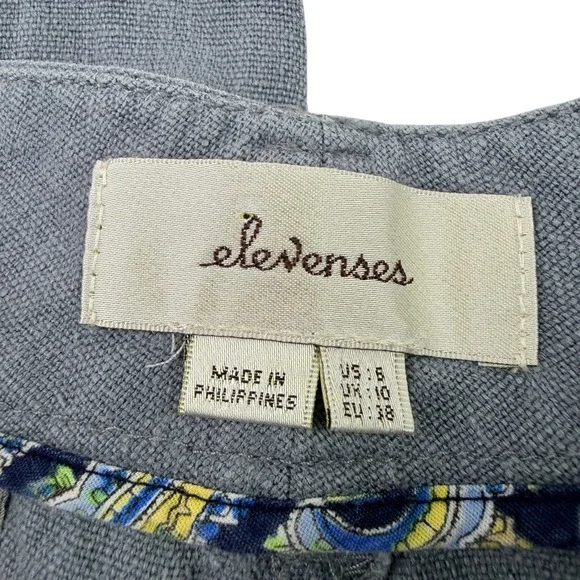 Elevenses Anthropologie Slate Blue Tencel Linen Sailor Wide Leg Pants Size 6 - Picture 4 of 7